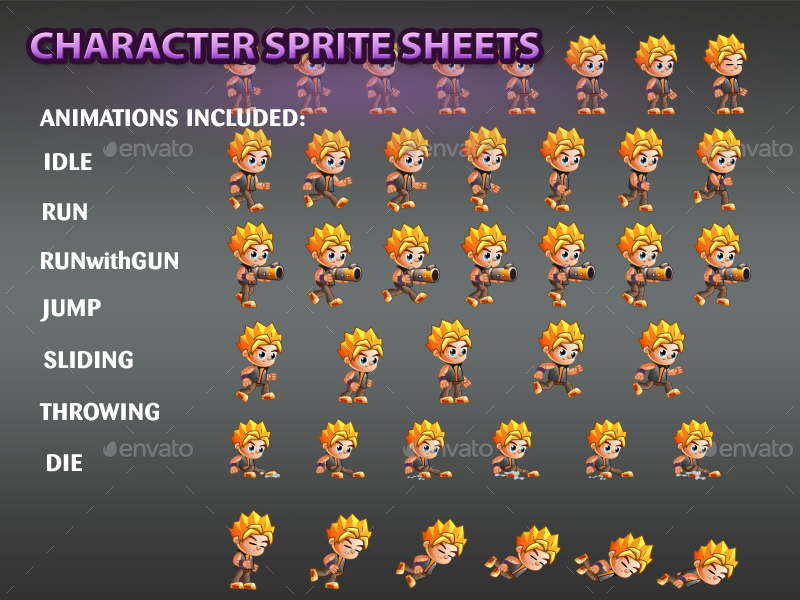 2D Game Character Sprites by pasilan | GraphicRiver